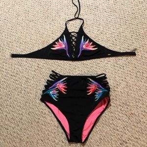 Pink Victoria Secret high waisted bikini